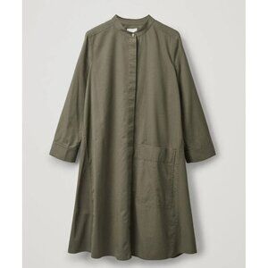 Cos A-Line Shirt Dress with Large Pocket, Taupe, Sz 14, Layering, Lagenlook